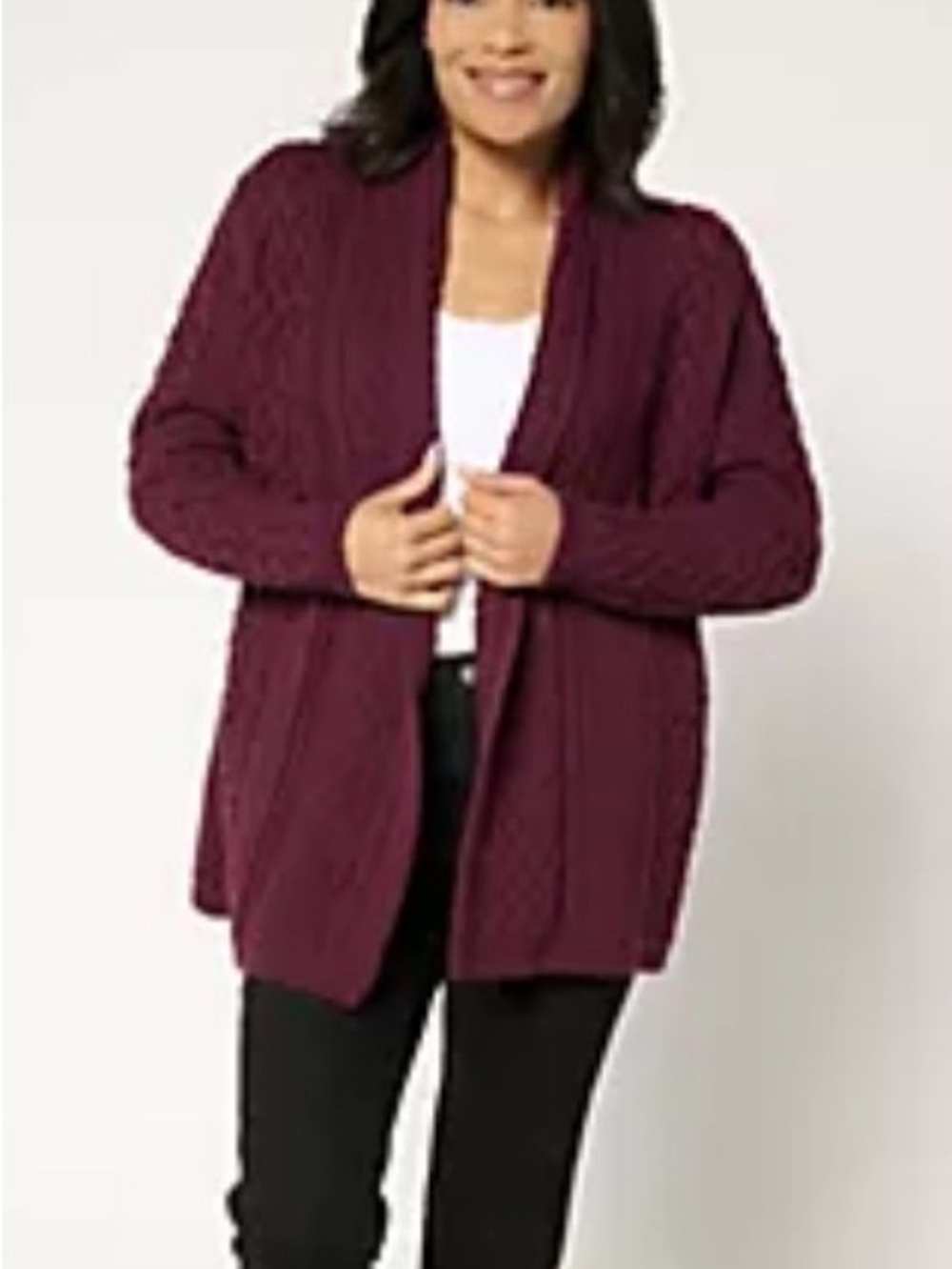 Aran Crafts Cable Knit Cardigan in Purple XL Like New